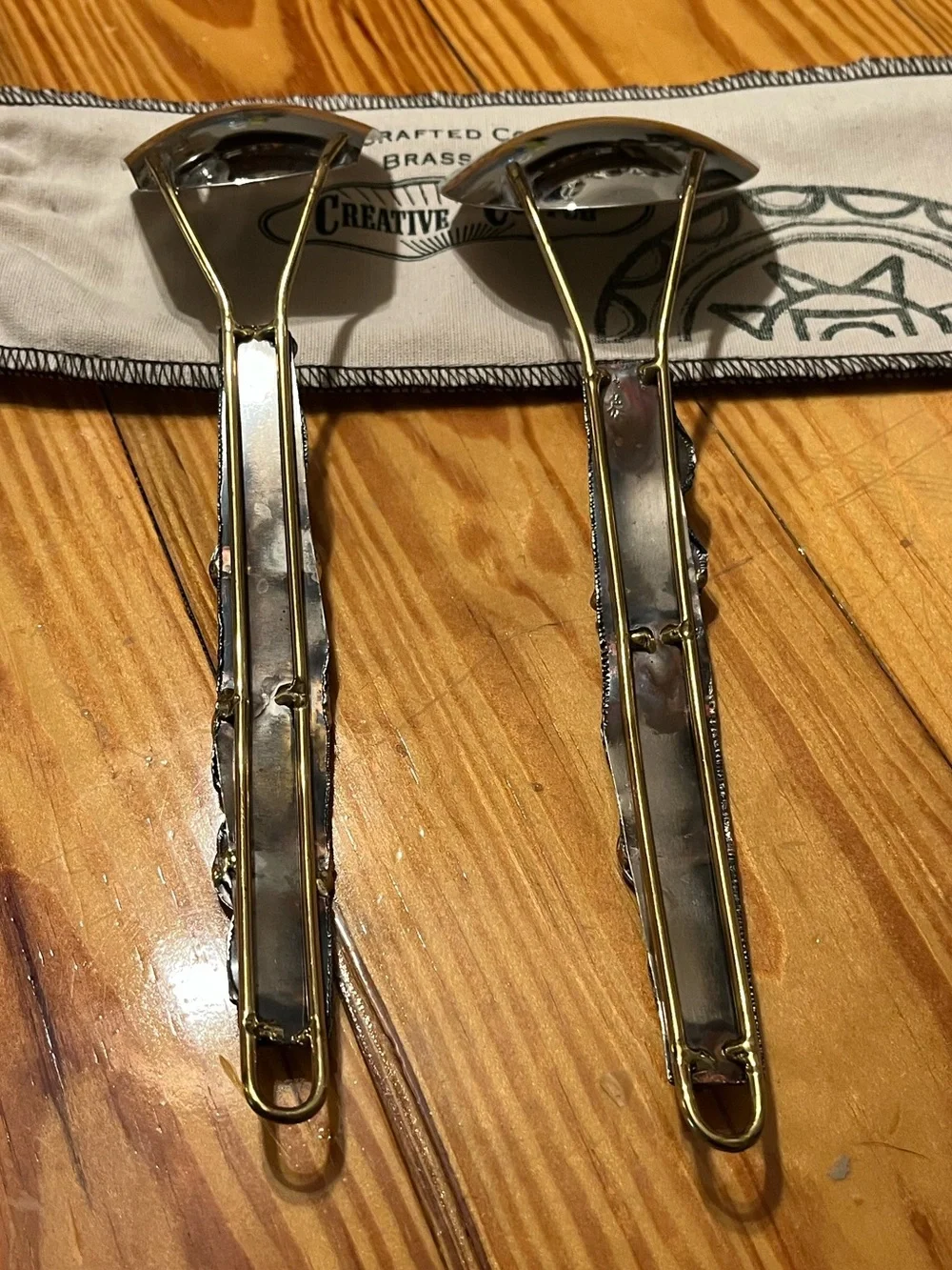 Creative Cooper Handmade Copper and Brass Spoon & Fork Serving Deco Set OOAK